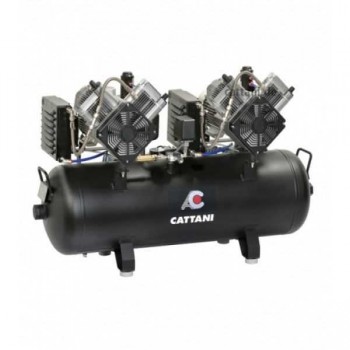 Безмасляный компрессор с 2-мя осушителями для 5-6 стоматологических установок Cattani 100-320 без кожуха с ресивером 100 л, 320 л/мин типа тандем, трехфазный