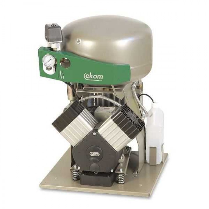 EKOM DK50 2V (2VS) - безмасляный компрессор для 2-x стоматологических установок без осушителя, с ресивером 25 л (140 л/мин)